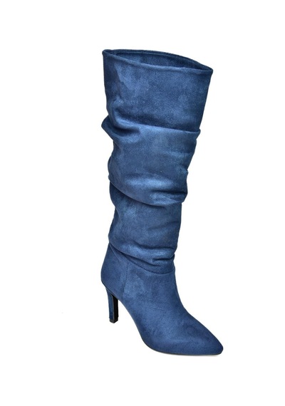 Fox Shoes L404868002 Lacivert Süet İnce Topuklu Kadın Çizme Lacivert-süet Lacivert