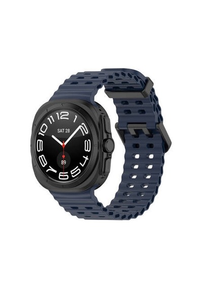 Samsung Galaxy Watch Ultra 47mm Uyumlu Krd-118 Tırtıklı Tasarım Silikon Kordon - Midnight Blue