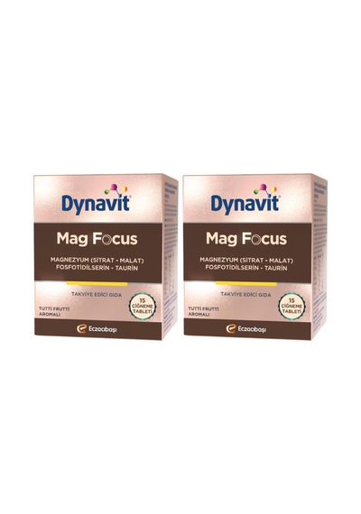 Mag Focus 15 Çiğneme Tab - Magnezyum Malat & Sitrat, Fosfotidilserin, B6 & B12 Vitamini - Odaklanma 2 Paketi
