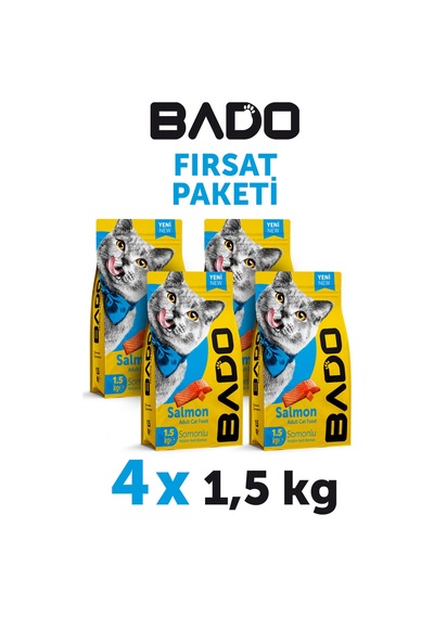 Bado Yetişkin Kedi Maması Somonlu 1,5 Kg 4'lü