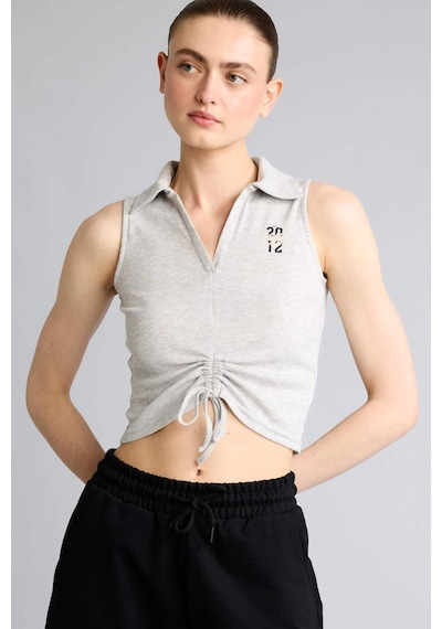 Defacto Nba Brooklyn Nets Fıtted Polo Yaka Ribana Kolsuz Tişört G9464ax26smgr421 Gri-gr421