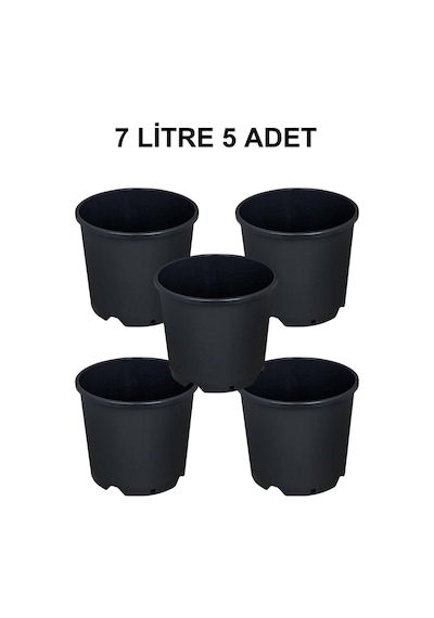 Grow Wizard Plastik Yuvarlak Saksı 7 Litre 5 Adet