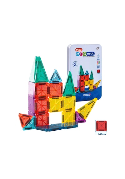 Seyahat Tipi Metal Kutulu Mini Magnetic Yapı Blokları 3d Puzzle 32 Parça