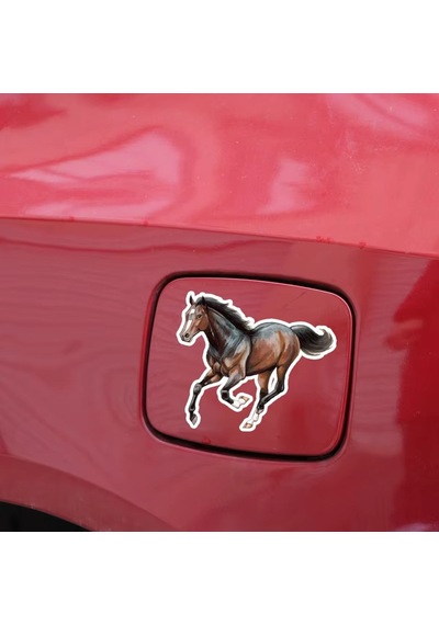 Koşan At Sticker Yapıştırması 2 Adet 13 Cm Ön Depo Kapağı İçin