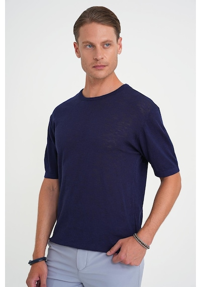 Efor Comfort Fit Bisiklet Yaka Kısa Kol Spor Lacivert Triko Tr 881 Lacivert