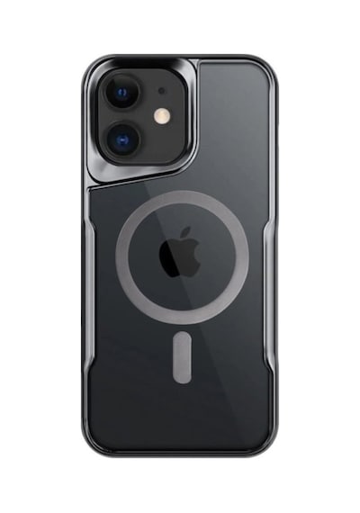 Apple iPhone 12 & 12 Pro Uyumlu Kılıf Metal Çerçeve Görünümlü Kırılmaz Boyi Kapak Titanyum-Gri