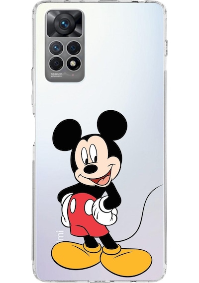 Xiaomi Redmi Note 11s Uyumlu Kamera Korumalı Kapak Mickey Mouse Tasarımlı Şeffaf Kılıf Şeffaf