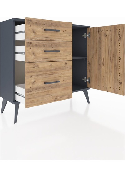Arges Şifonyer Tek Raflı 3 Çekmeceli Tek Kapaklı 88x30x80 Antrasit-çam Çam Arges Şifonyer Tek Raflı 3 Çekmeceli Tek Kapaklı 88x30x80 Antrasit-çam Çam