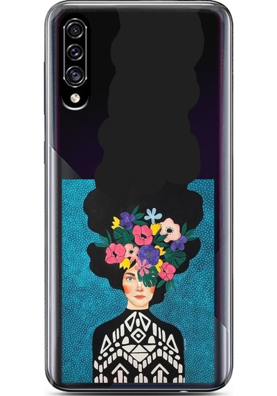 Samsung Uyumlu A30s Uzun Saçlı Kubina Tasarımlı Süper Şeffaf Telefon Kılıfı Çok Renkli