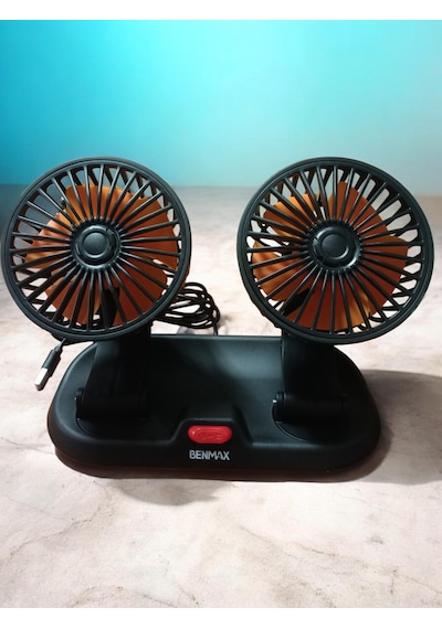 Çift Başlıklı Araç Vantilatörü Usb 12v 360 Dönebilen Sessiz Araç İçi Fan 2 Kademeli Hız Ayarlı Oto Soğutucu