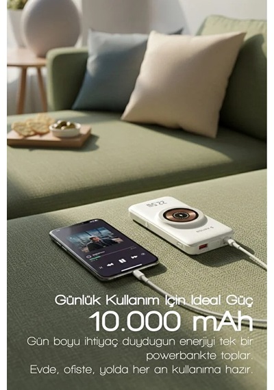 10000 Mah Magsafe Uyumlu Taşınabilir Powerbank Dahili Kablolu 22.5w Scp 20w Pd 15w Wireless Beyaz