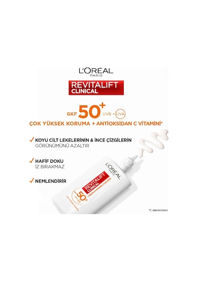 L'oreal Paris Revitalift Clinical Spf 50+ Günlük Yüksek Uv Korumalı Yüz Güneş Kremi 50 Ml