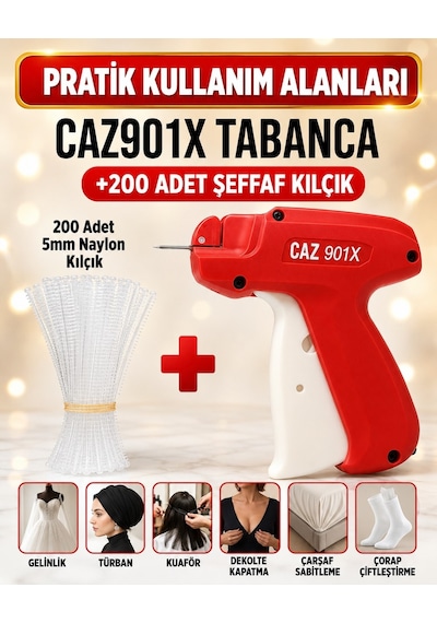 CADY Türban Gelinlik Tabancası 901x Ve 200 Adet 5mm Naylon Kılçık