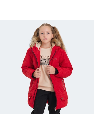 Slazenger CAMELIA Çocuk Kapüşonlu Kırmızı Mont & Kaban
