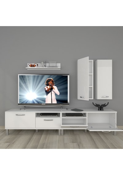 Decoraktiv Eko 5220d Slm Krom Ayaklı Tv Ünitesi Tv Sehpası Beyaz