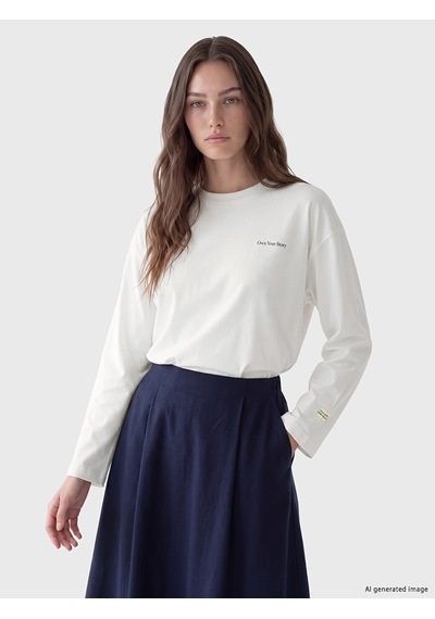 Lcw Modest Beyaz Baskılı Oversize Kadın Sweatshirt Tunik