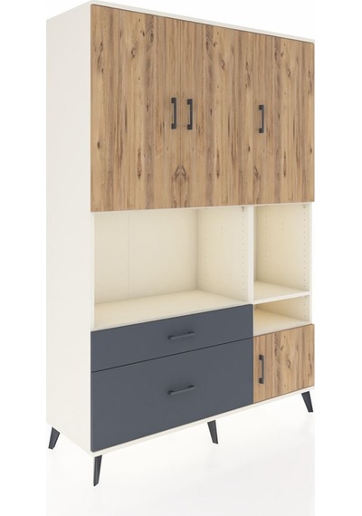 Hyperion Dolap 7 Raflı 2 Çekmeceli 4 Kapaklı 132x44x195 Aytaşı-çam/antrasit Atlas Çam/antrasıt