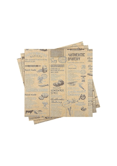 Lexroo Vintage Gazete Desenli Yağlı Sunum Kağıdı - 50 Adet Çok Renkli