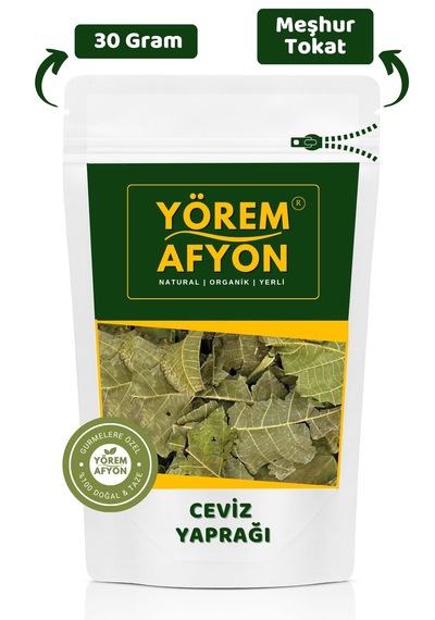 Yörem Afyon Meşhur Tokat Yeni Mahsul Dalında Kurutulmuş Ceviz Yaprağı Juglans Regia 30gr.
