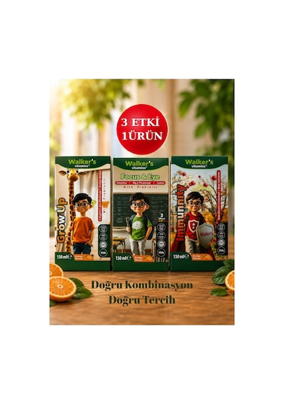 Walker's Vitamins Focus Eye Kids Şurup 150 Ml Sitikolin Lutein Beta Glukan