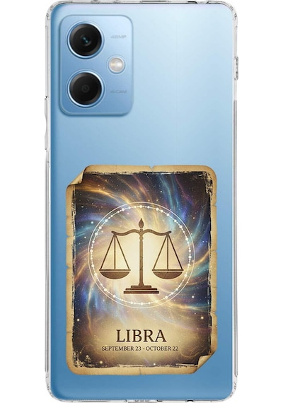 Redmi Note 12 5g İle Uyumlu Burç Kartları Terazi Tasarımlı Şeffaf Silikon Kılıf Şeffaf