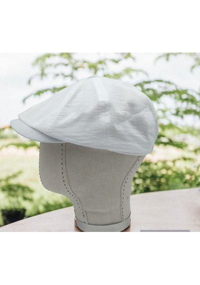 Shopiolog Erkek Beyaz Keten Kasket Şapka Ilkbahar Yaz Men Linen Hat Beyaz