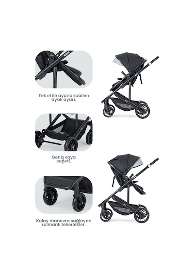 Kanz Echo Travel Sistem Bebek Arabası Siyah