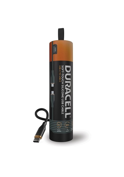 Duracell 2m Usb-c To Usb-c 100w Yumuşak Dokulu Silikon Data Kablosu - Siyah