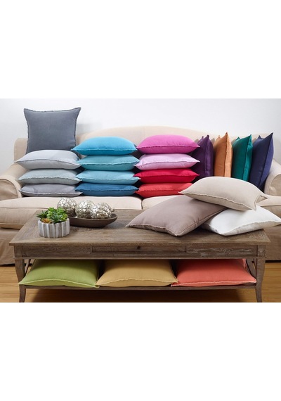 Lexroo Graciella Collection%100 Keten Kuş Tüyü Dolgulu Püsküllü Yastık, 1 Adet 1'li Paket Doğal Çok Renkli