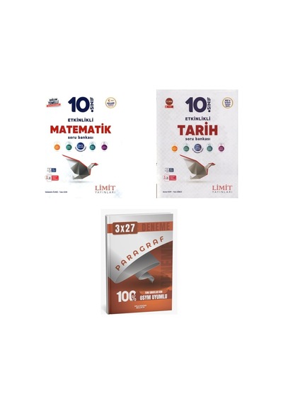 2027 Limit 10. Sınıf Etkinlikli Matematik Maarif + Tarih Soru + Anla Kazan Paragraf Deneme 3'lü Set