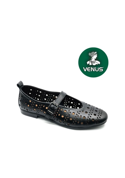 Venüs Penduline Hakiki Deri Ortopedik Kadın Casual Babet Ayakkabı siyah