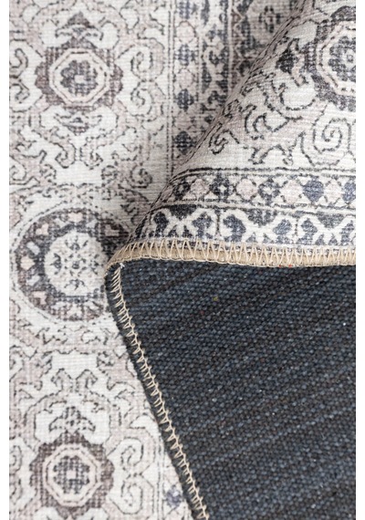 Artloop Stonart Eskitme Vintage Desenli Bej/gri Otantik Yıkanabilir Şönil Halı Al 443 Bej-gri