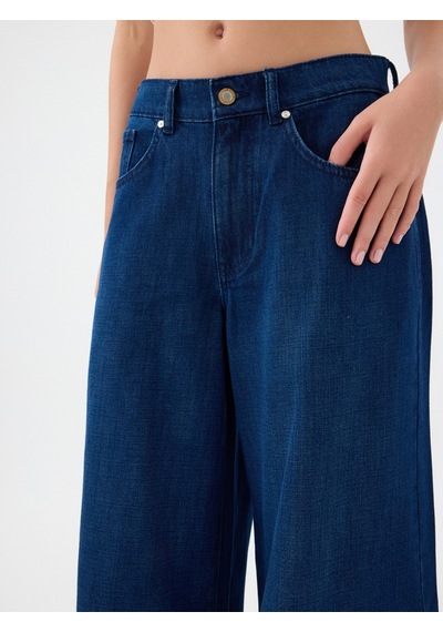 Super Palazzo Regular Fit Kadın Pantolon Denim