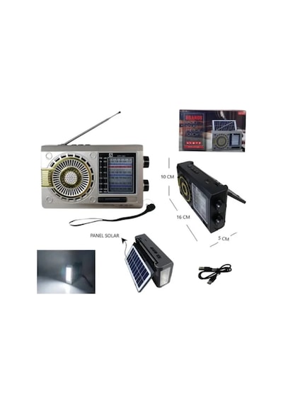 Fenerli Mini Fm Radyo Şarjlı Taşınabilir Solar Radıo Bluetooth Hoparlör Sd Kart Usb Girişli Speaker