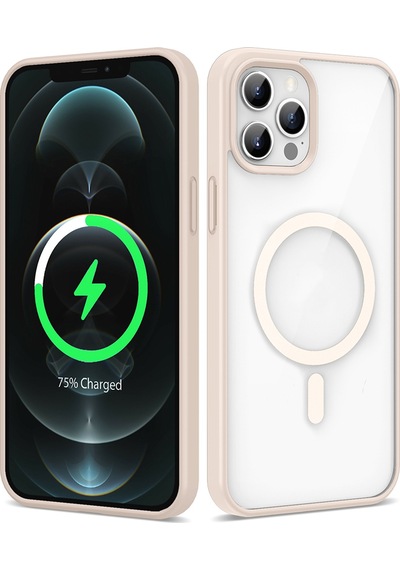 Zore Apple Uyumlu iPhone 12 Pro Max Kılıf Magsafe Wireless Şarj Özellikli Silikon Ege Kapak - Pembe