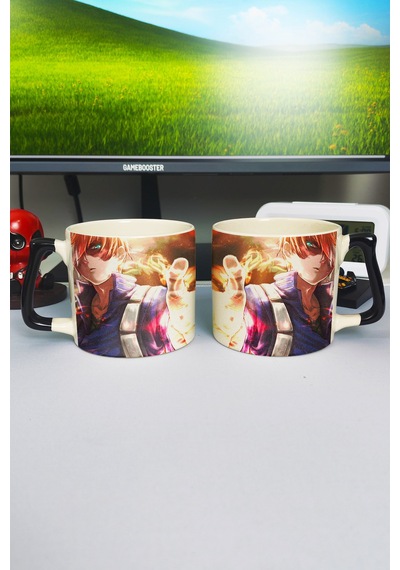 Shoto Todoroki Anime Baskılı Seramik Lüks Kupa 1 Adet Özel Siyah Kulp Dalga Kulp V2d Çok Renkli
