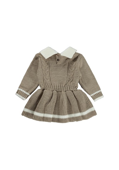 Civil Baby Beyaz Garnili 6-18 Ay Elbise - Bej Koyu Vizon