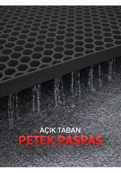 Beylini Petek Pvc Paspas Islak Zeminde Kaydırmaz İç Dış Mekan Banyo Duş Lavabo Havuz Kenar Halısı Bal Desen Siyah