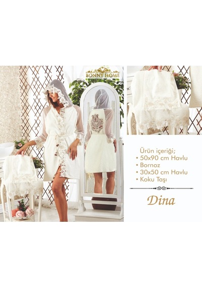 Bonny Home Fransız Dantelli Çeyizlik Balayı Kadın Bornozu Seti (387214748) Çok Renkli
