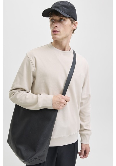 Jack & Jones Jack Jones Blachad Brandıng Bisiklet Yaka Erkek Sweat 12261386 Bej2