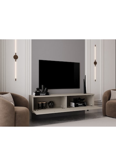 Melura Tv Ünitesi - Tv Sehpası 140 Cm Duvara Monte %100 Mdf Kumtaşı