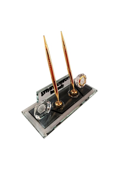 Mertkristal Kristal Masa İsimliği Kalemli Ofis Hediyesi M114GLD