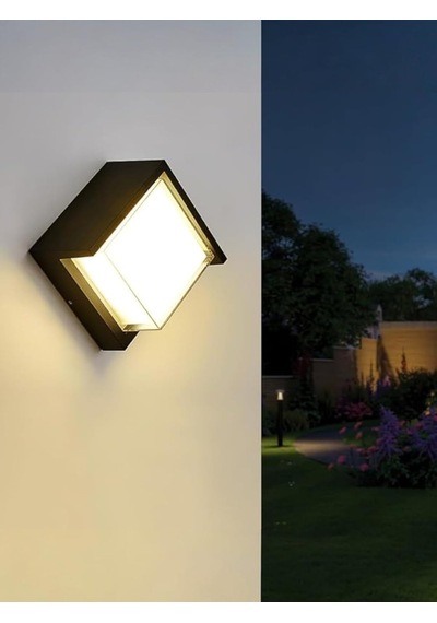 Tr Modern Led Duvar Aplik, 15w, 1500 Lümen, 3200k, Gün Işığı, Ip44, Siyah, Modern Tasarım Led Aplik İç Ve Dış