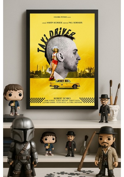 Taxi Driver Siyah Ahşap Çerçeveli Poster, Film Duvar Tablosu