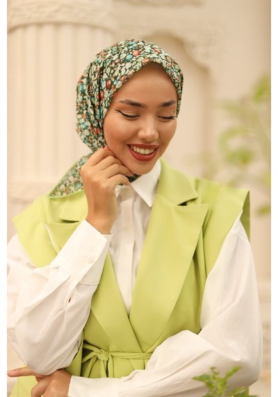 Silk Home Karanfil Desen Soft Pamuk Eşarp Koyu Yeşil