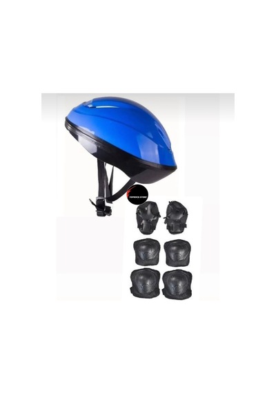 Işıklı Çocuk Pateni Ayarlanılabilir Silikon Tekerli Frenli Metal Gövdeli Paten Ve Kask Dizlik Set Mavi