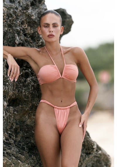 Mai Collection Mai Studios Co. Bunga Büzgü Detay Kalın Bantlı Somon Bikini Altı Somon