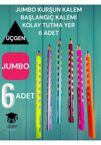 Jumbo Kurşun Kalem Başlangıç Kalemi Kolay Tutma Oluklu 6 Adet Lyra Groove Çok Renkli