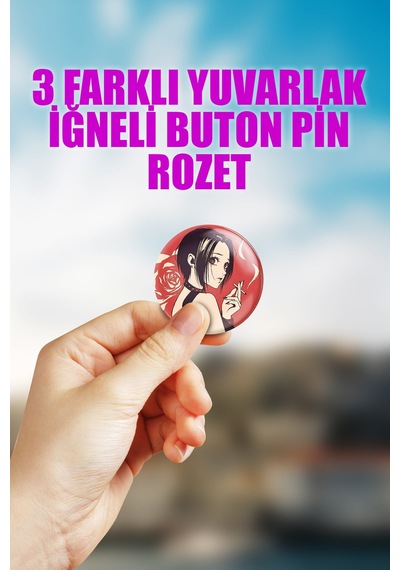 Nana Osaki Black Stones Çanta Süsü Rozet İğneli Buton Rozet Seti 3 Adet Üçlü