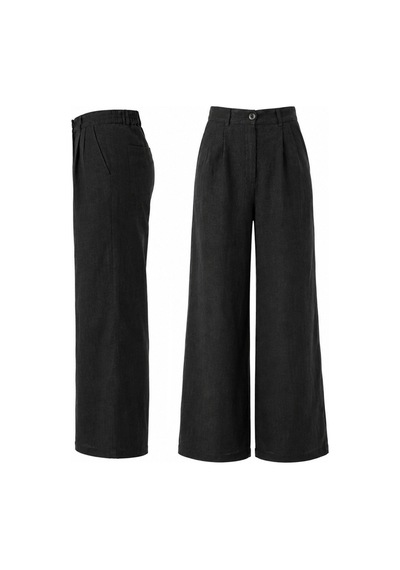 Goffra Kadın Terra %100 Keten Pantolon Yazlık Nefes Alabilen Siyah W351-k0402-03